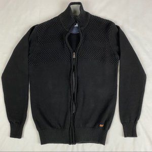 Morgan Black Full Zip Men's Knit Mock Neck Sweater